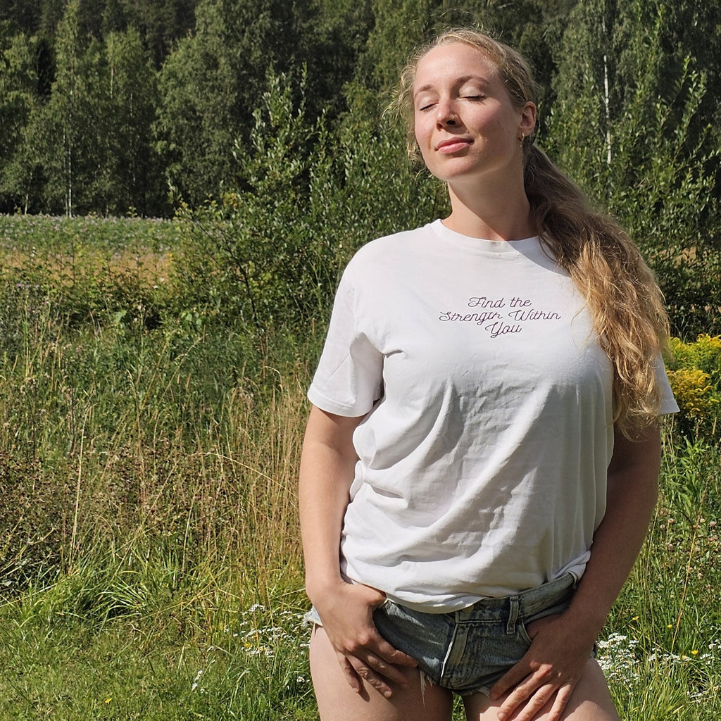 Motivational tee front view – StrengthWithinDesign